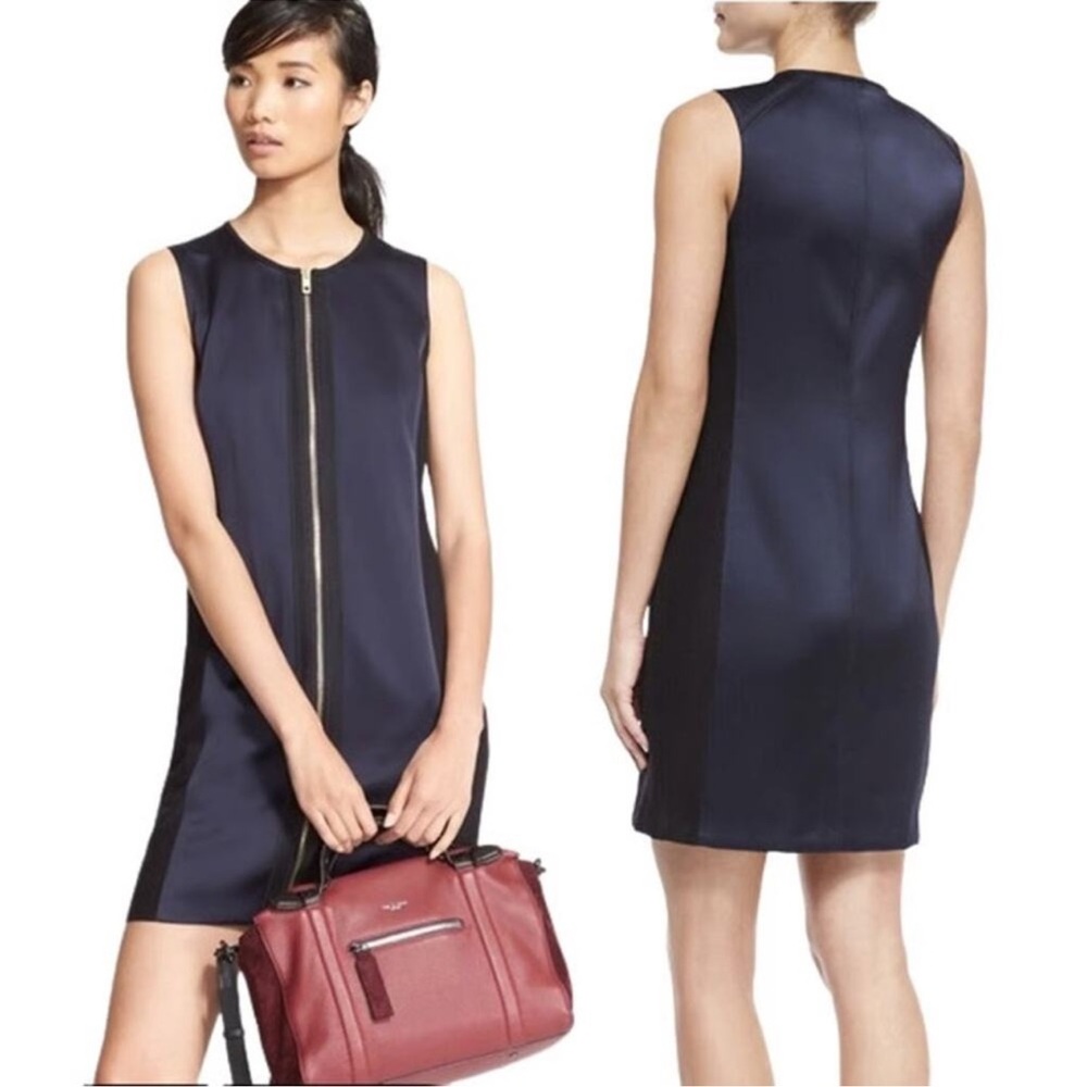 NWOT Rag & Bone Prospect Zip Up Front Satin Wool Paneled Sheath Dress Women’s 4 - Picture 2 of 12